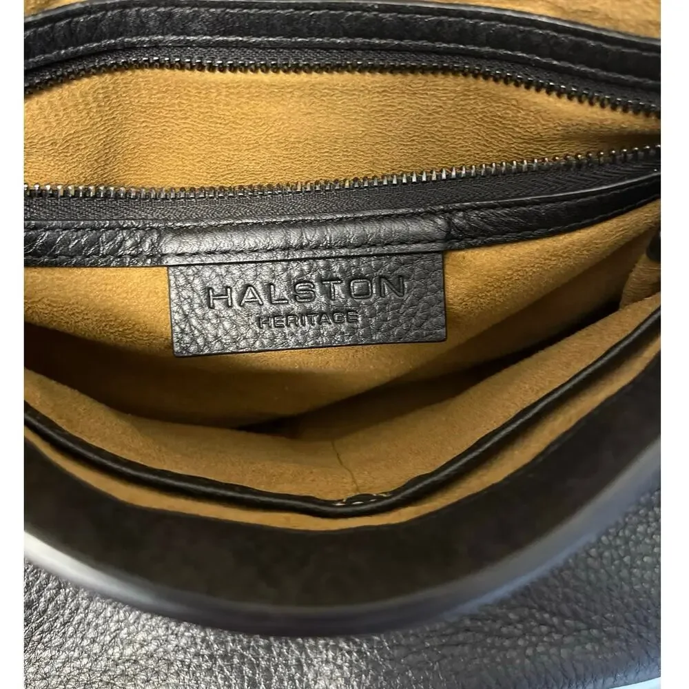 Halston Heritage Black Leather Mini Backpack Suede Lined Minimalist Quiet Luxury